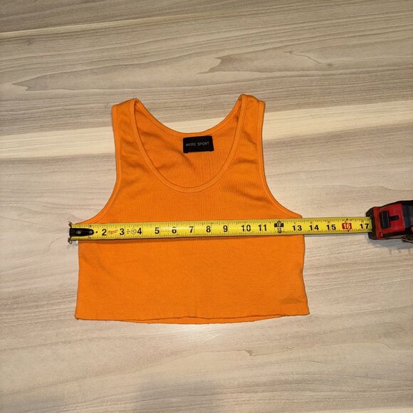 Akire Sport Orange Ribbed Knit Scoop Neck Crop Tank Top Women's S - Picture 3 of 6